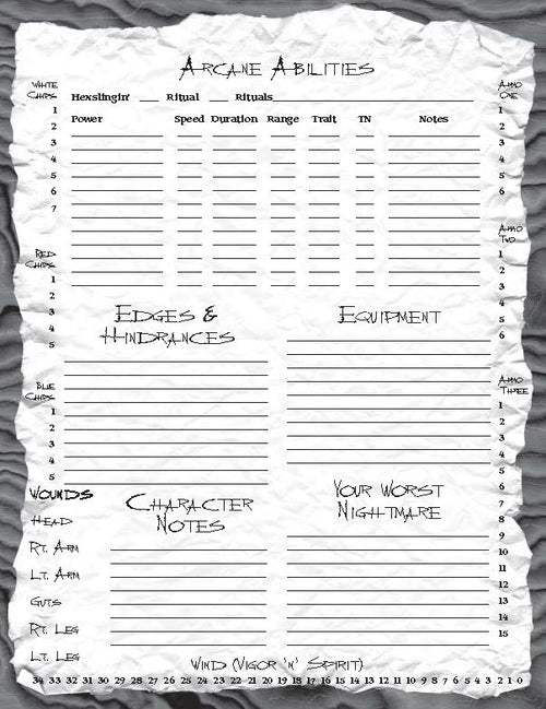 Deadlands Classic Character Sheet