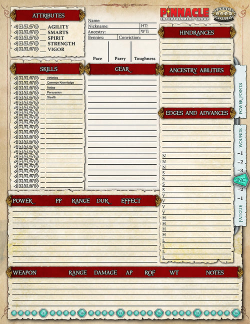 Fantasy Companion (SWADE) - Form-Fillable Character Sheet