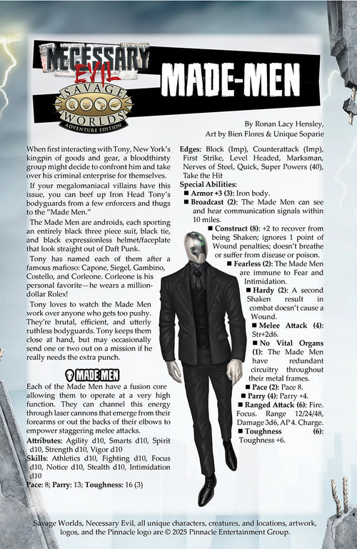 Necessary Evil Breakout Supplement: Made Men - One Sheet (PDF)