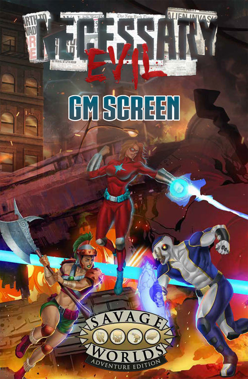 Necessary Evil GM Screen + The Return of Dr. Destruction Adventure - Print + PDF