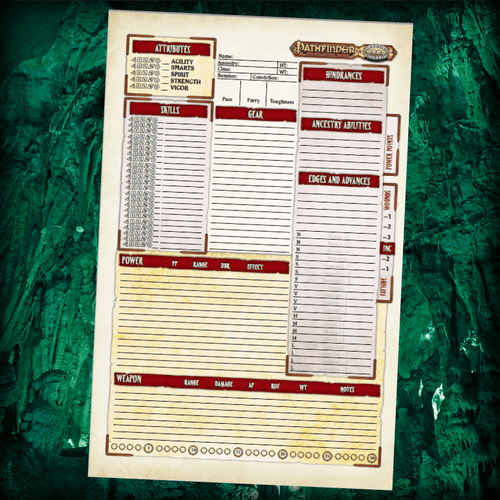 Pathfinder® for Savage Worlds Character Sheet (Free PDFs!) - Form Fillable and Non-Form Fillable