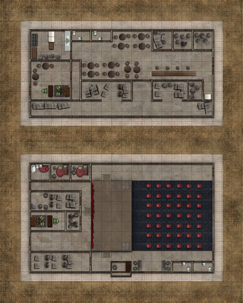 Deadlands Noir Combat Maps: Offices / Warehouse & Theatre