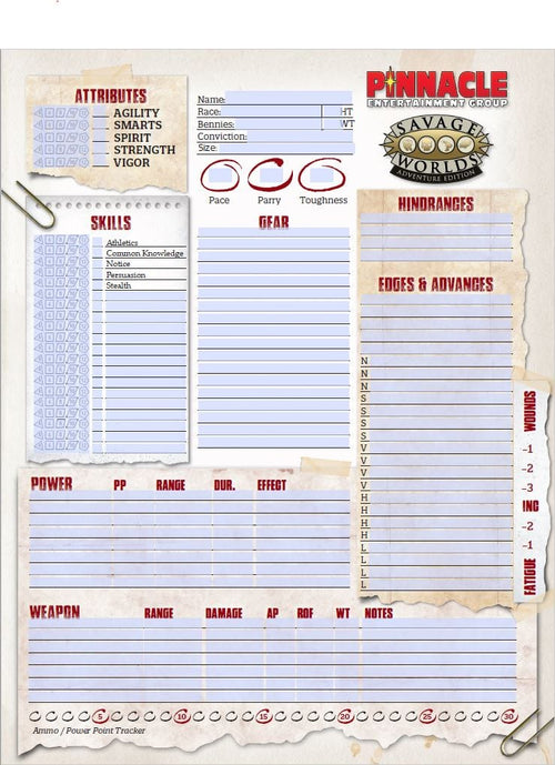 Savage Worlds Character Folio PDF (SWADE)