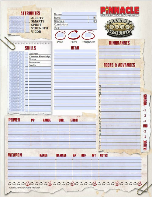 Savage Worlds Character Sheets PDF (SWADE)