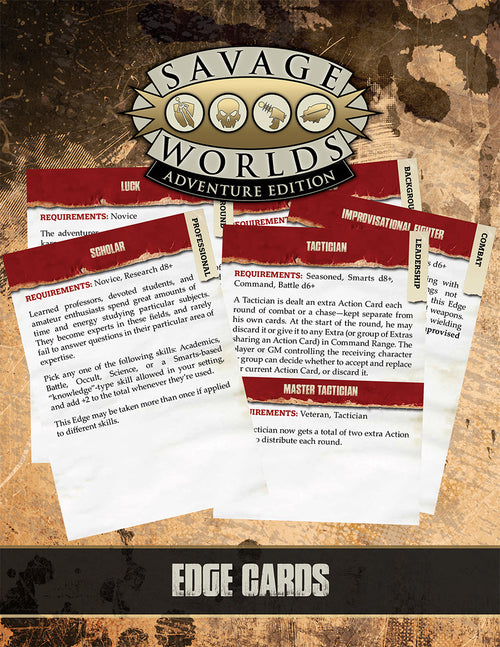 Savage Worlds Adventure Edition Edge Cards - Print + PDF