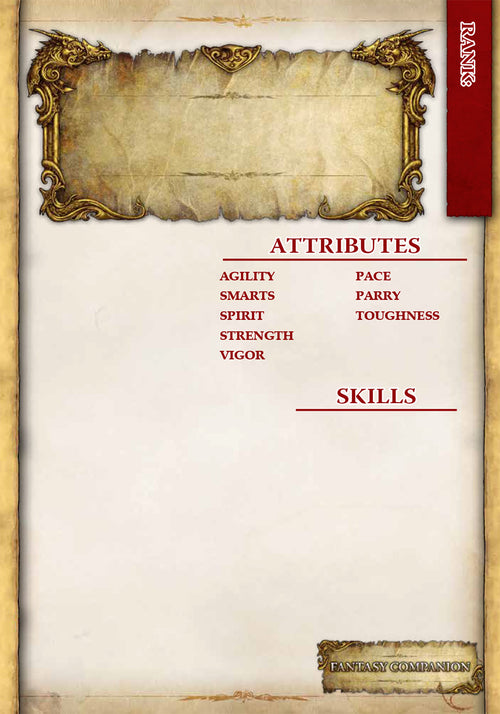 Blank Fantasy Companion Archetype Card