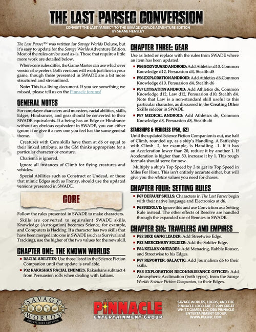 The Last Parsec Conversion for Adventure Edition (PDF) #SWADE