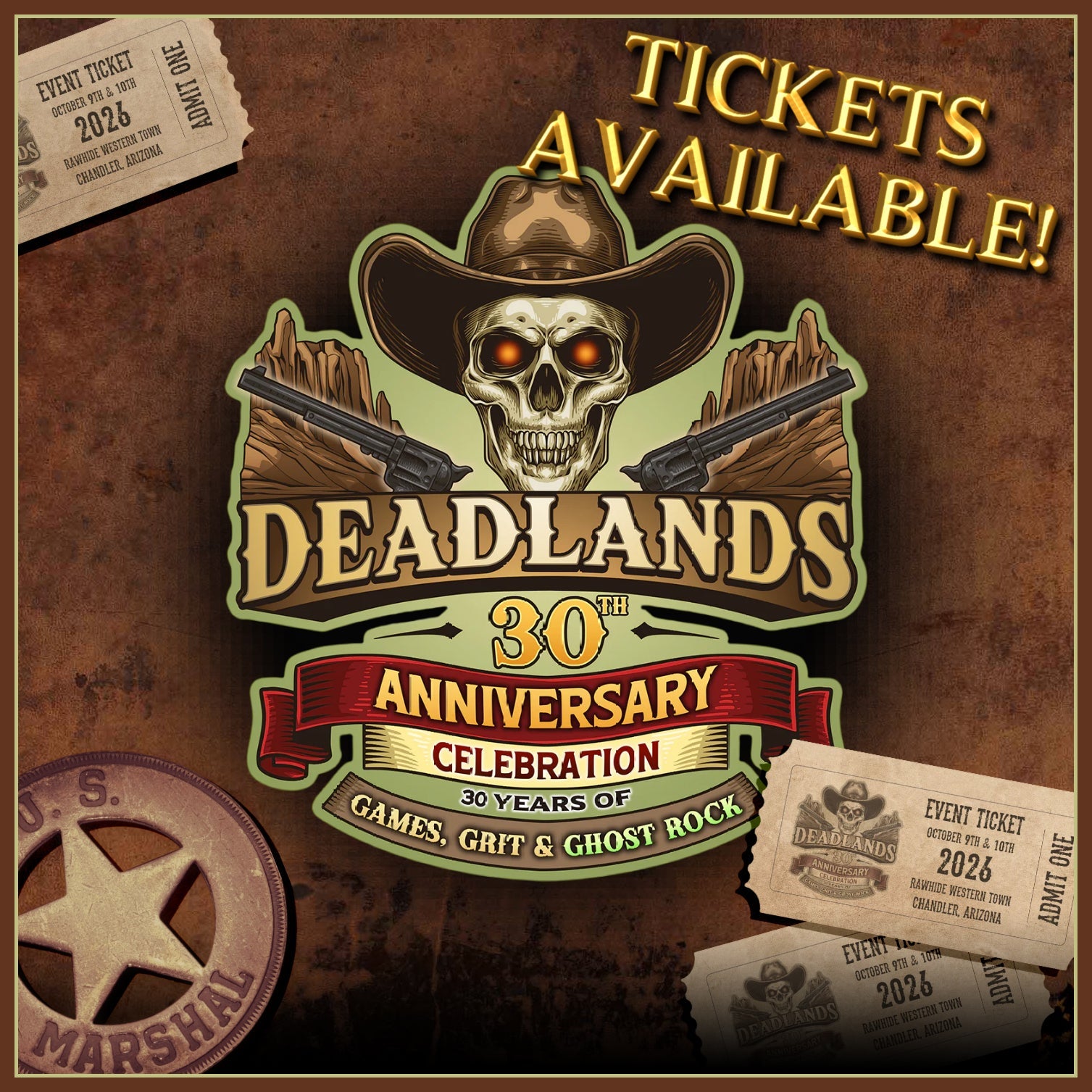 Just Three Dozen Tickets Left for Our Upcoming Deadlands 30th Anniversary Celebration