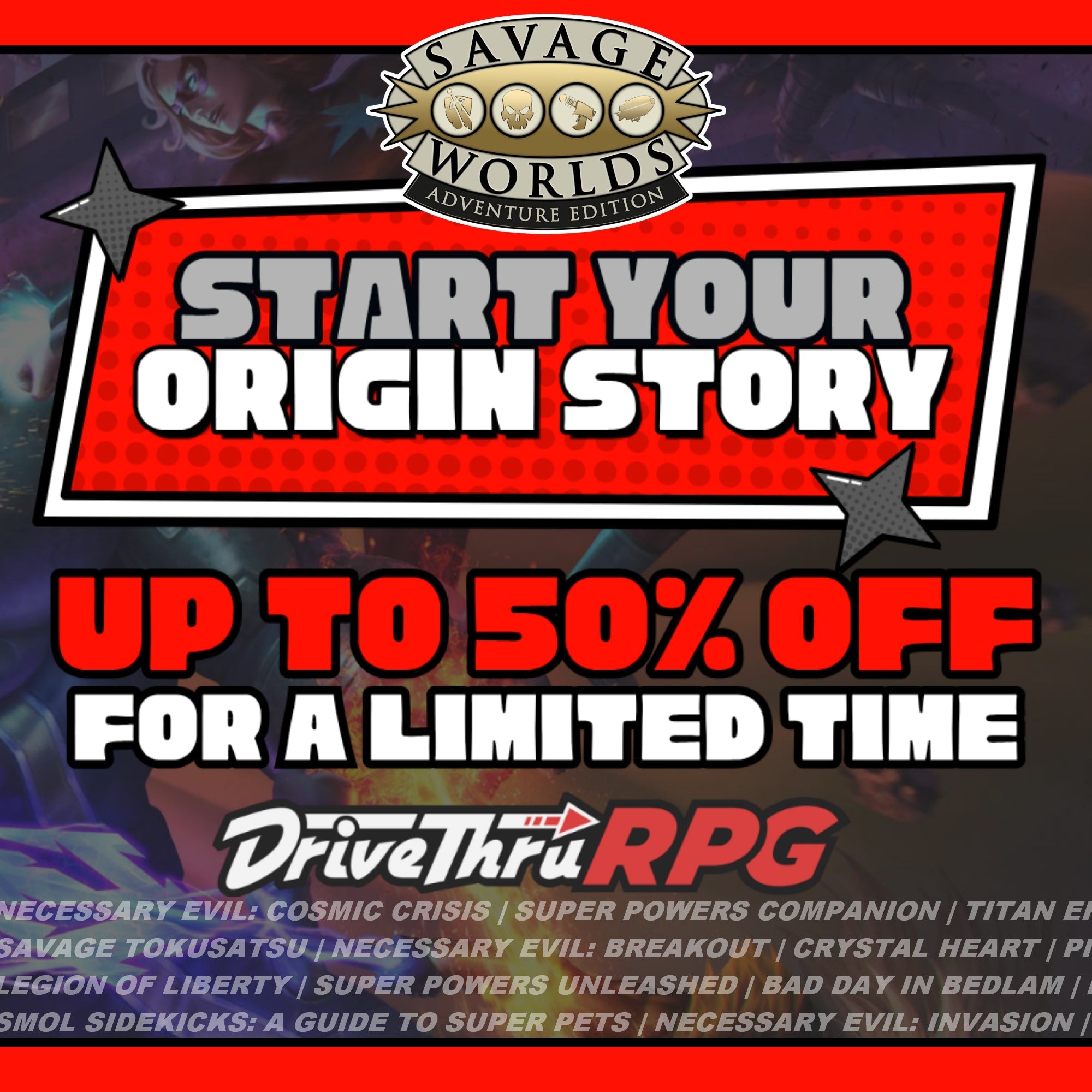 Savage Worlds September Superhero Sale on DriveThruRPG