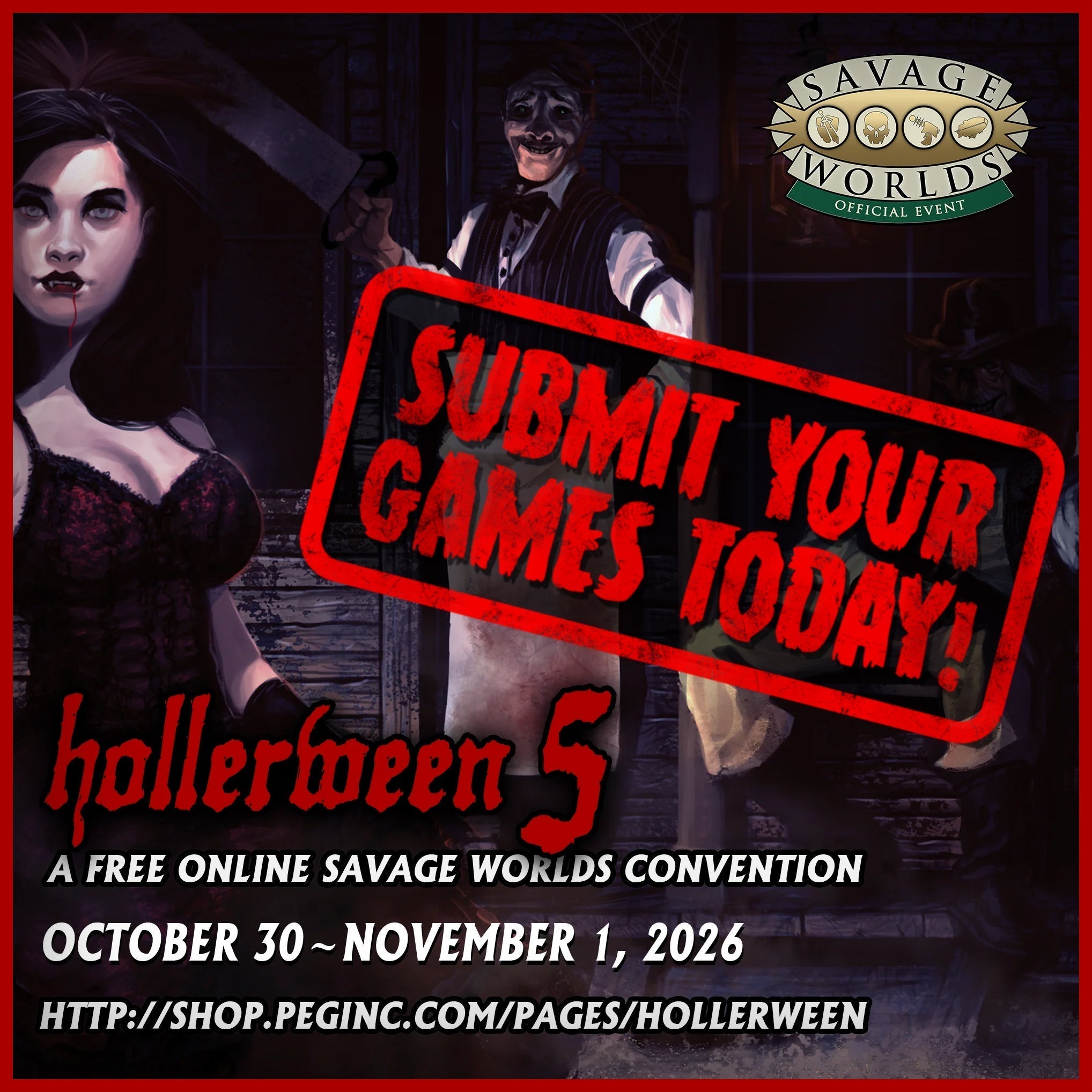 FINAL DAYS to Submit Your Savage Worlds Events for Hollerween 5!