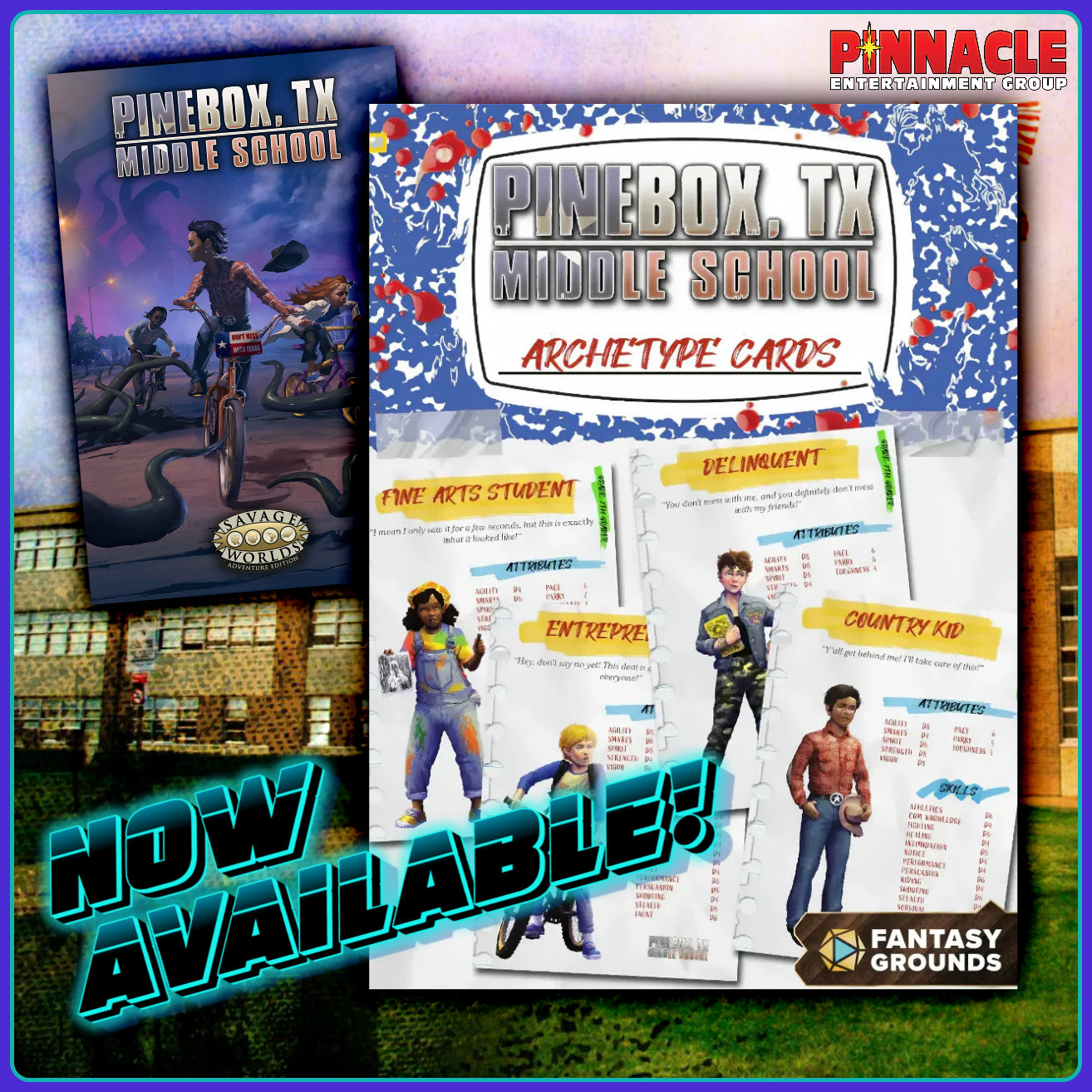 Pinebox Middle School Archetype Cards for Fantasy Grounds & Steam
