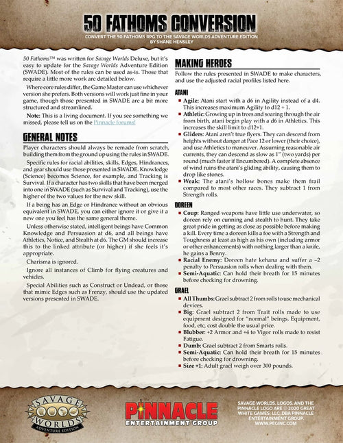 50 Fathoms Conversion for Adventure Edition (PDF)