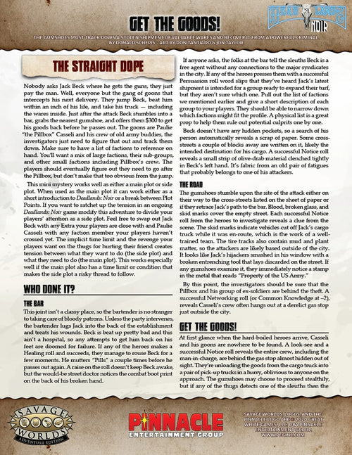 Deadlands: Noir One Sheet - Get the Goods! (PDF)
