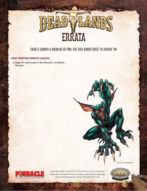Deadlands: The Weird West - Updates