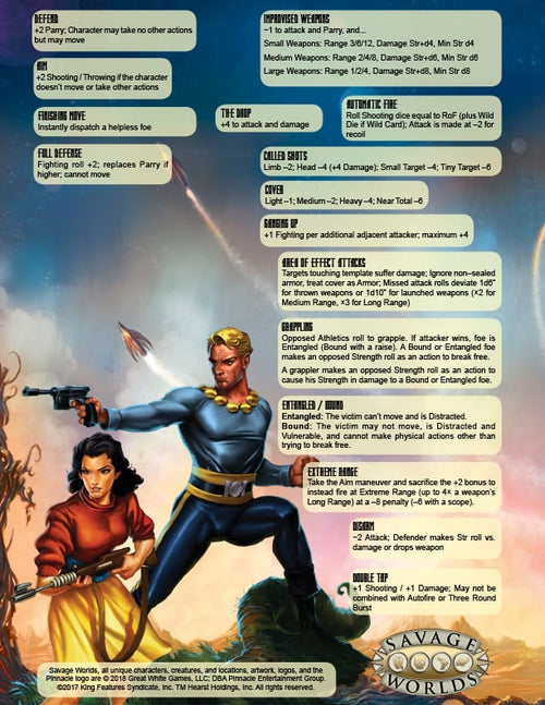 Flash Gordon™ Combat Options Chart - PDF (SWD)