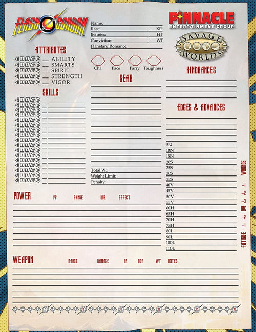 Flash Gordon™ RPG Character Sheets (PDF)