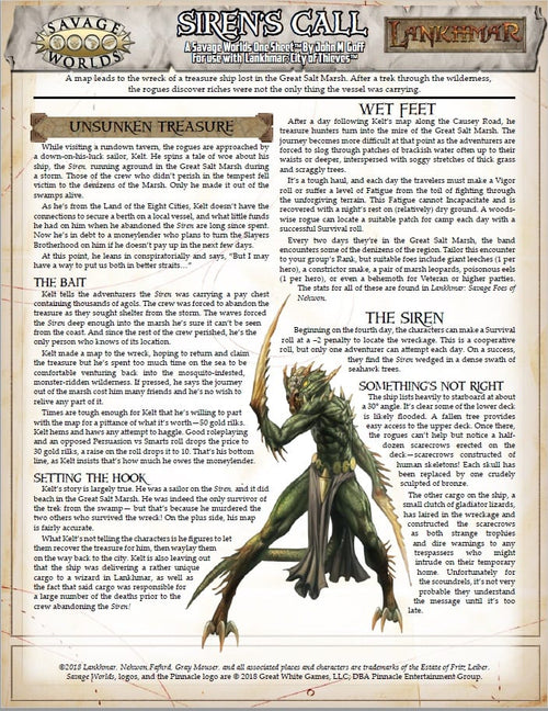 Lankhmar: Siren's Call One Sheet