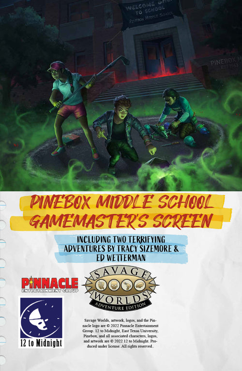 Pinebox Middle School GM Screen + Adventures - GM Screen Inserts + Adventure PDFs