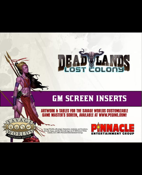 Deadlands: Lost Colony GM Screen Inserts (PDF)