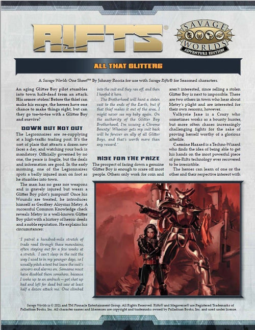 Rifts® for Savage Worlds One Sheet: All That Glitters