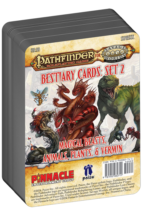 Pathfinder® for Savage Worlds Bestiary Cards Pack 2 – Magical Beasts, Animals, Plants, Vermin - Print + PDF