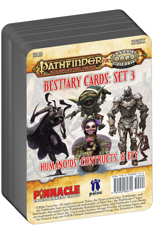 Pathfinder® for Savage Worlds Bestiary Cards Pack 3 – Humanoids, Constructs, Fey - Print + PDF