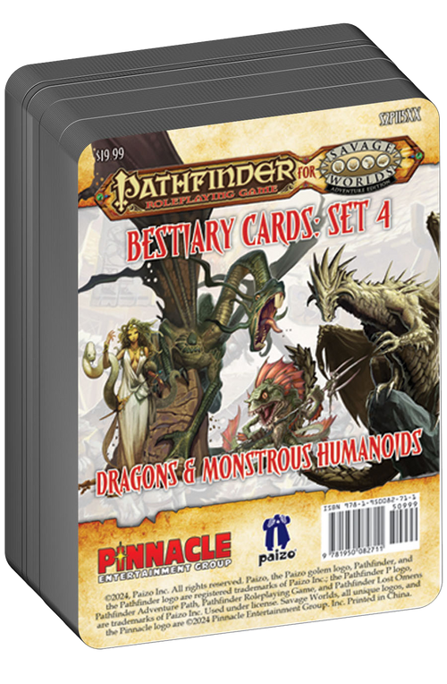 Pathfinder® for Savage Worlds Bestiary Cards Pack 4 – Dragons &amp; Monstrous Humanoids - Print + PDF