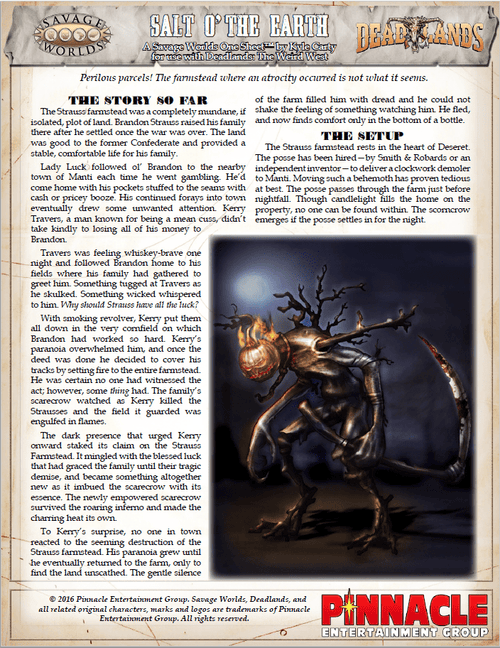 Deadlands: Reloaded - Perilous Parcels One Sheet - Salt o' the Earth
