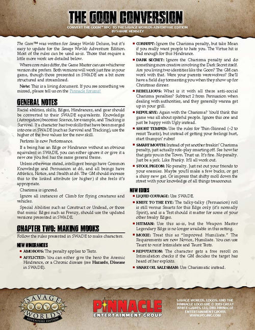 The Goon™ Conversion for Adventure Edition (PDF) #SWADE