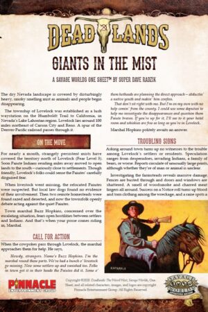 Deadlands: Weird West - Giants in the Mist One Sheet (Free PDF!)